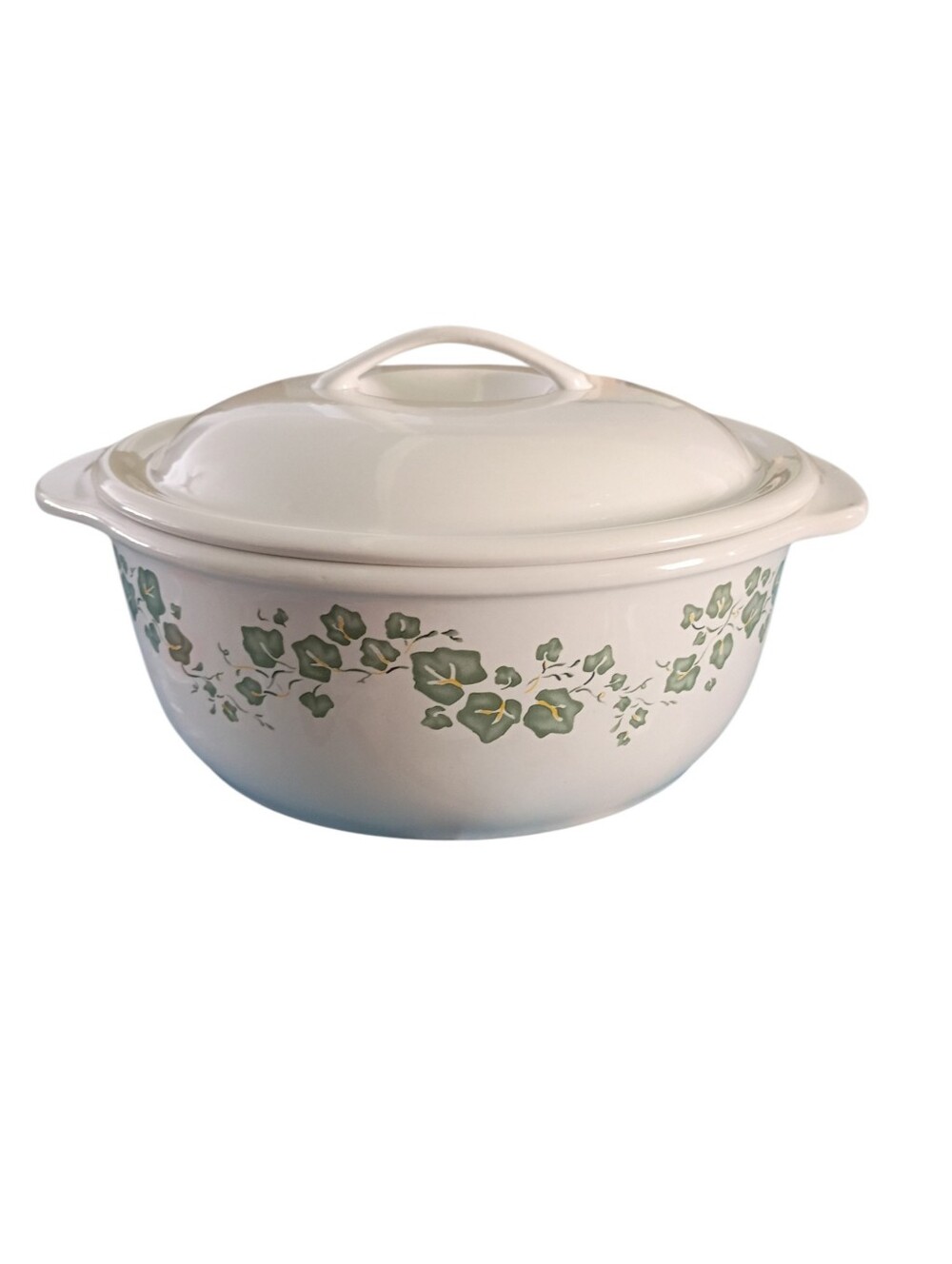Corelle Coordinates Vintage 2-1/2 Qt Round Stoneware Casserole w/ Lid Green Ivy